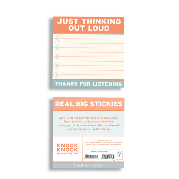 Thinking Out Loud Large Sticky Notes (4 x 4-inches)