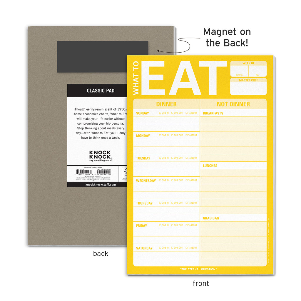 Knock Knock What to Eat Meal Planning Notepad with Magnet