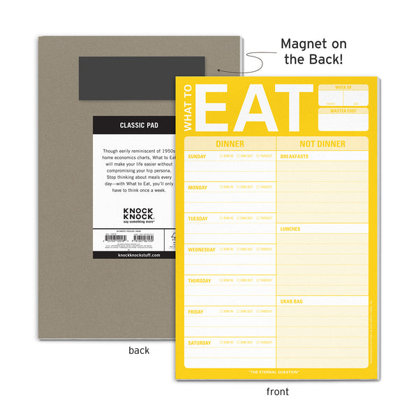 Knock Knock What to Eat Pad with Magnet (Yellow) -  Knock Knock Stuff SKU 12018