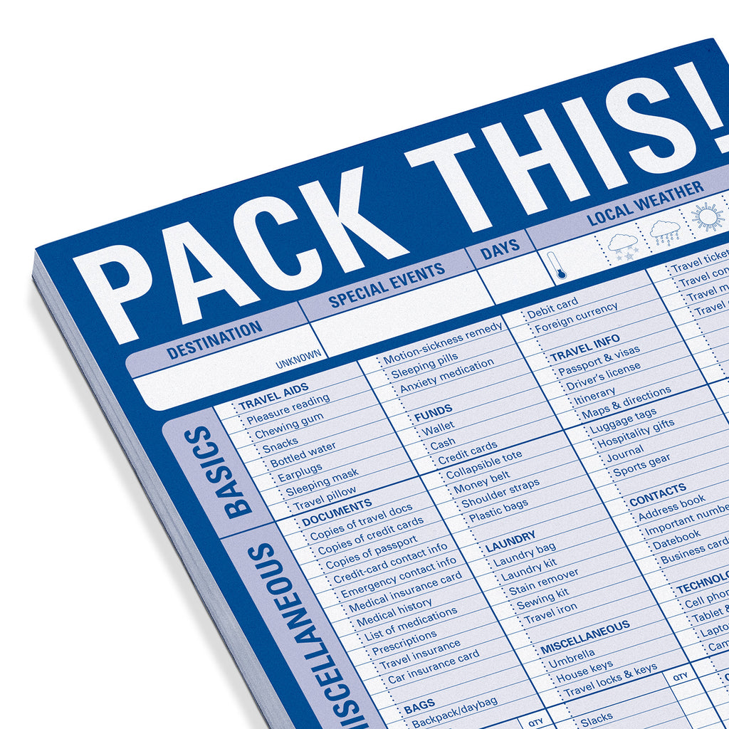 Knock Knock® Pack This! Checklist Notepad (Blue)