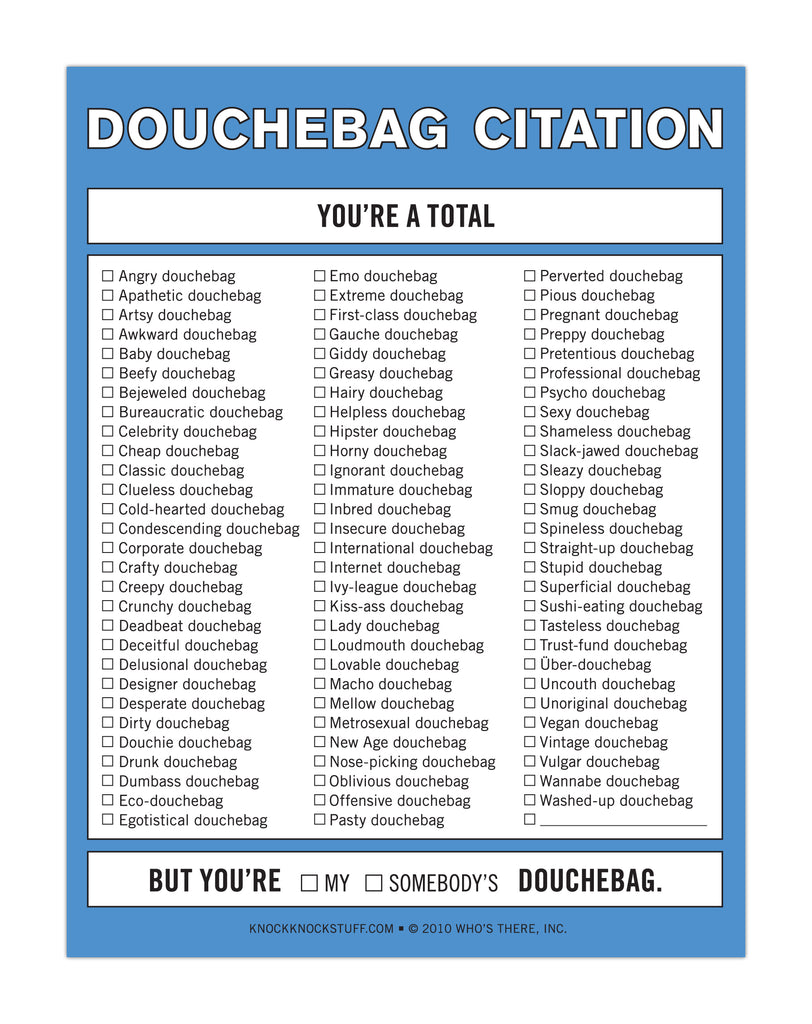 Knock Knock Douchebag Citation Notepad