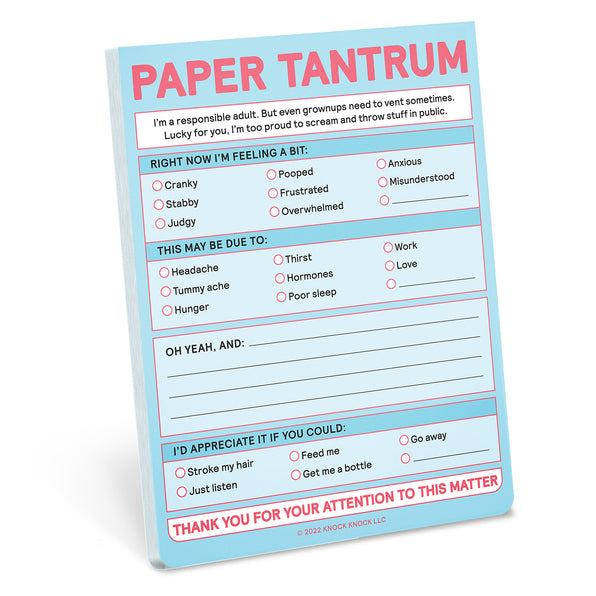 Paper Tantrum Nifty Note Pad by Knock Knock, SKU 12176