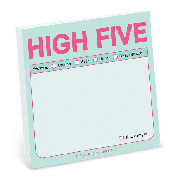 Knock Knock High Five Sticky Notes (Pastel Version) Adhesive Paper Notepad - Knock Knock Stuff SKU 12592