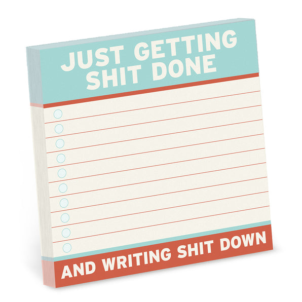 Knock Knock Getting Shit Done Large Sticky Notes (4 x 4-inches) Adhesive Paper Notepad - Knock Knock Stuff SKU 12747