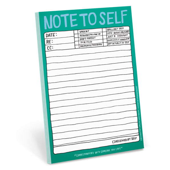 Knock Knock Hand-Lettered Note to Self Pad Paper Notepad - Knock Knock Stuff SKU 12255