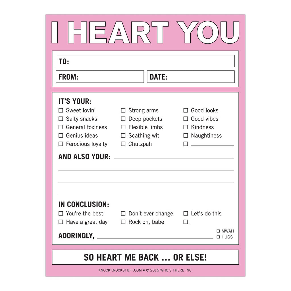 I Heart Cards Dittie Notepad