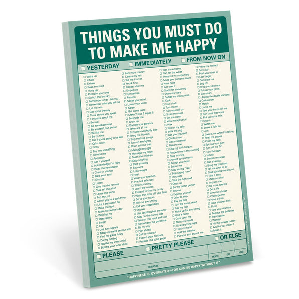 Knock Knock Things You Must Do to Make Me Happy Pad Paper Notepad - Knock Knock Stuff SKU 12023
