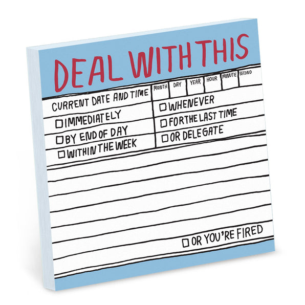 Knock Knock Hand-Lettered Deal With This Sticky Notes Adhesive Paper Notepad - Knock Knock Stuff SKU 12440