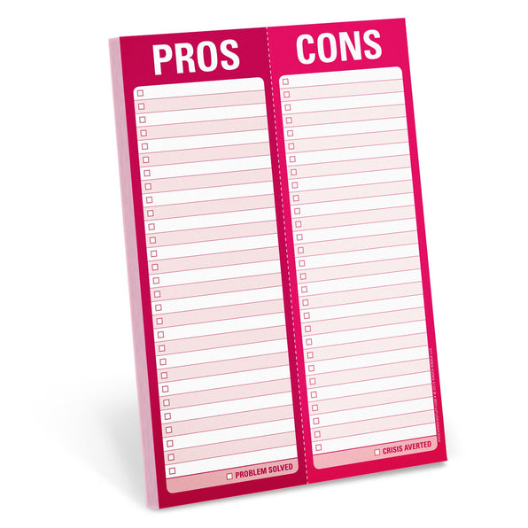 Knock Knock Pros / Cons Perforated Pad Paper Notepad - Knock Knock Stuff SKU 11993