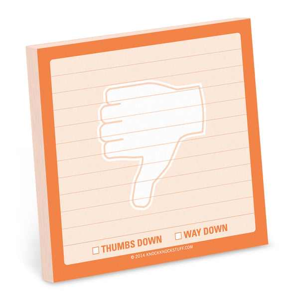 Knock Knock Thumbs Down Sticky Notes Adhesive Paper Notepad - Knock Knock Stuff SKU 12460