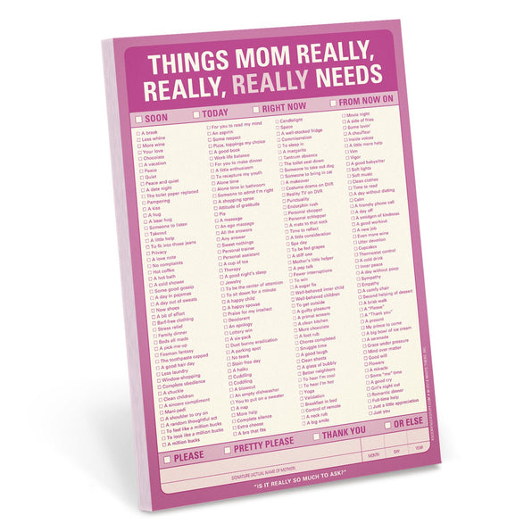 Knock Knock Things Mom Really, Really, Really Needs Pad Paper Notepad - Knock Knock Stuff SKU 12264