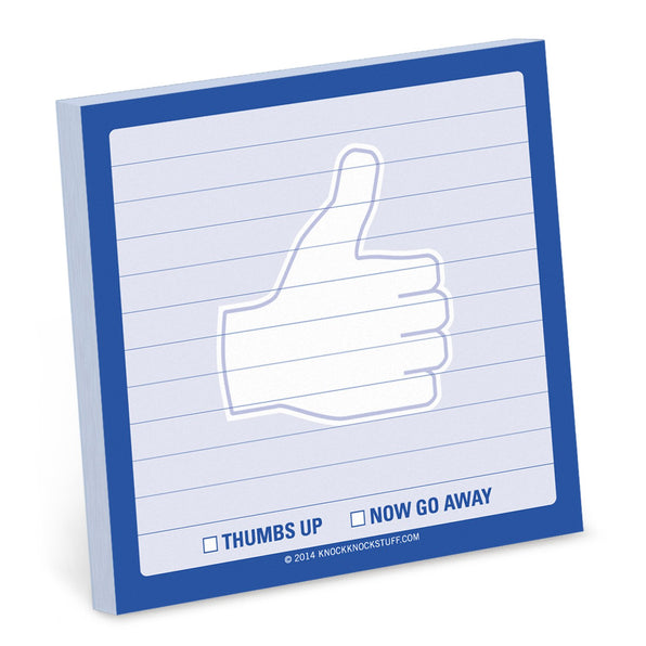 Knock Knock Thumbs Up Sticky Notes Adhesive Paper Notepad - Knock Knock Stuff SKU 12459