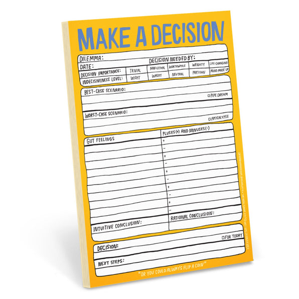 Knock Knock Hand-Lettered Make a Decision Pad Paper Notepad - Knock Knock Stuff SKU 12260