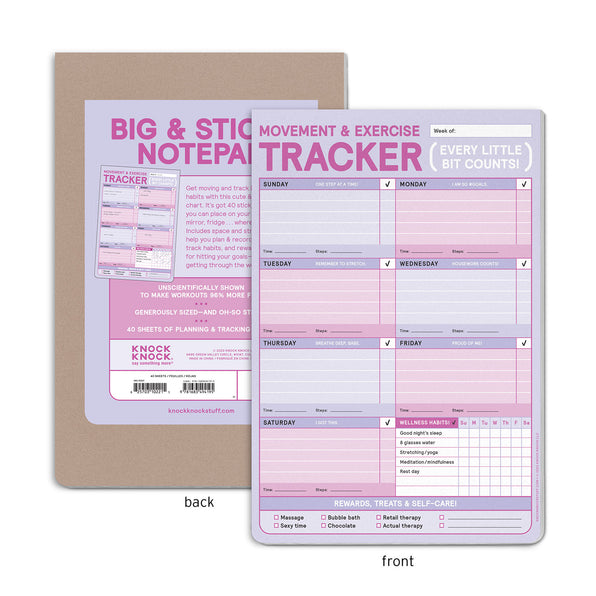 Movement & Exercise Tracker Big & Sticky Notepads