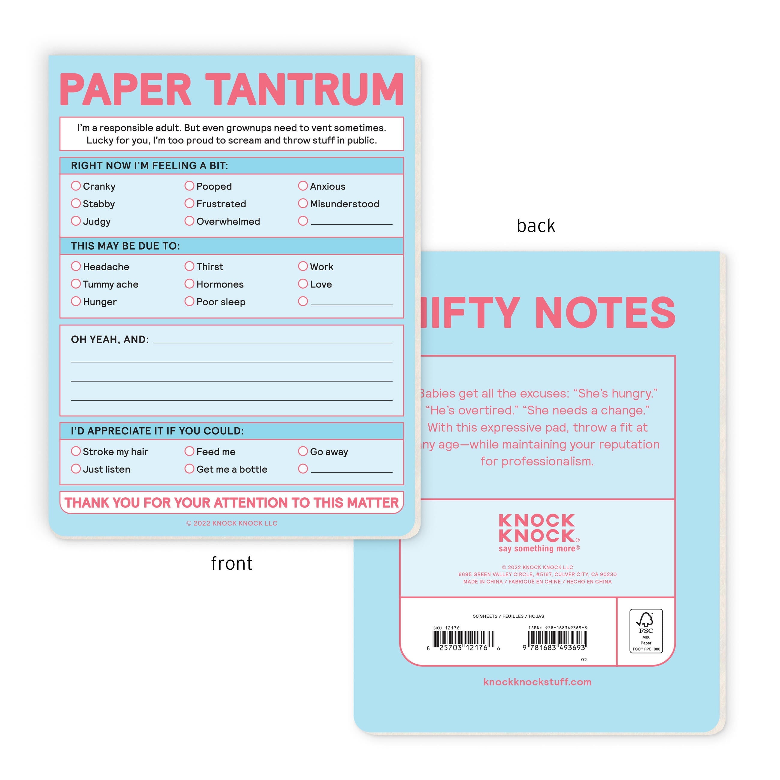 Knock Knock Paper Tantrum Note Pad (Pastel Version)