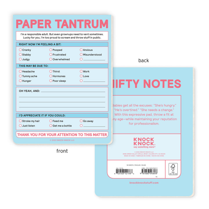 Knock Knock Paper Tantrum Note Pad (Pastel Version)