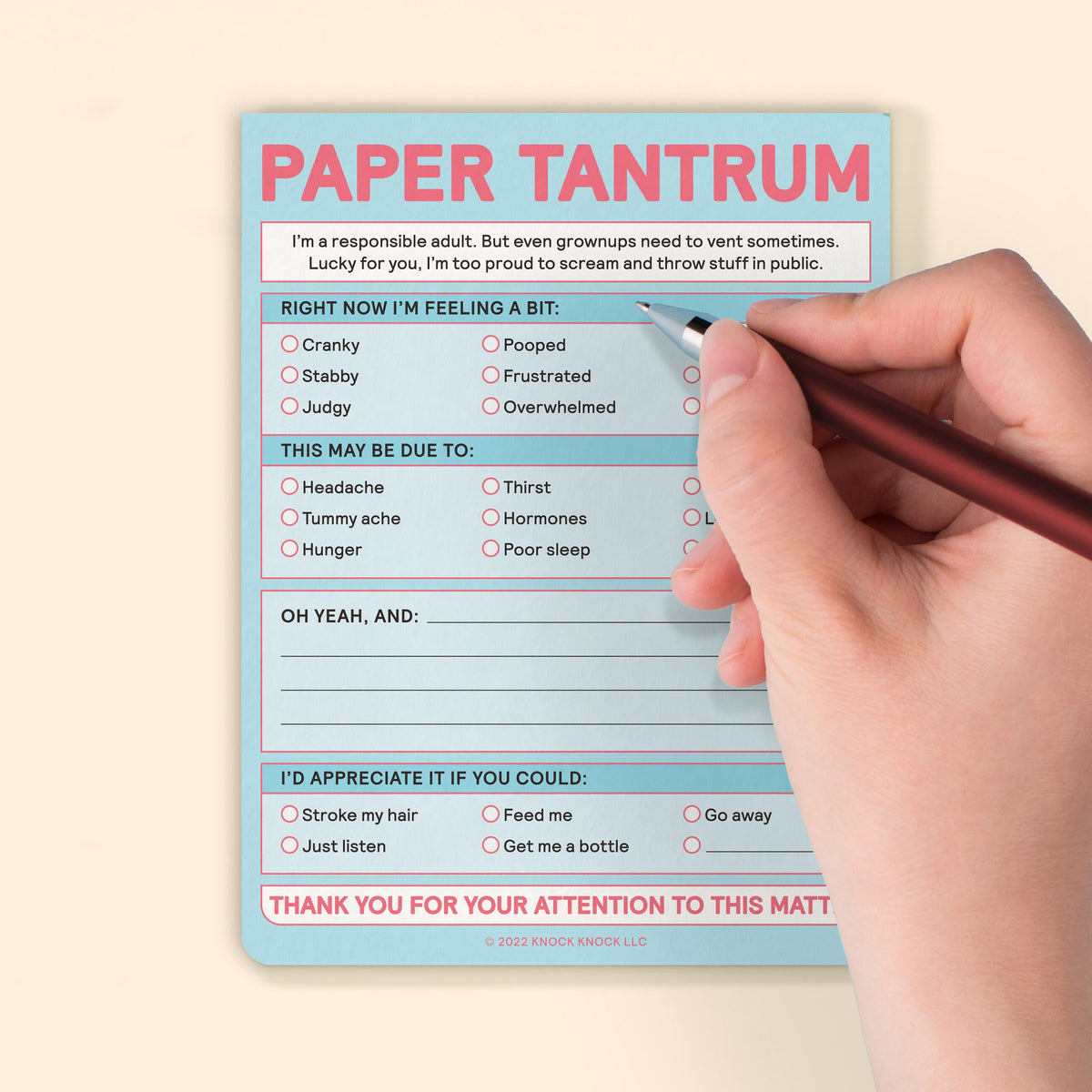 Knock Knock Paper Tantrum Note Pad (Pastel Version)