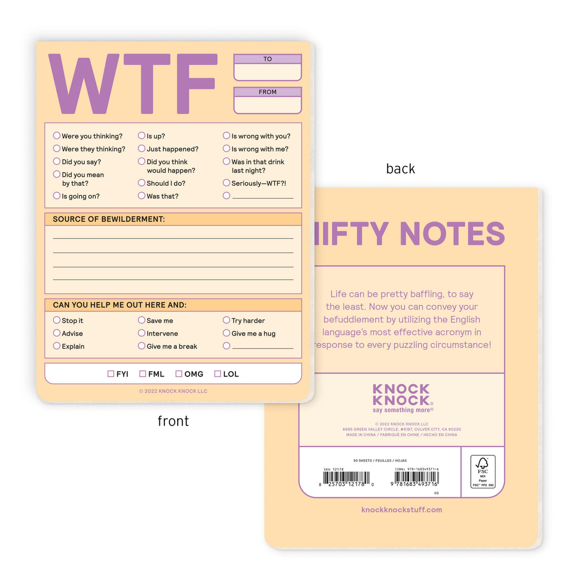 Knock Knock WTF Nifty Note Pad (Pastel Version)