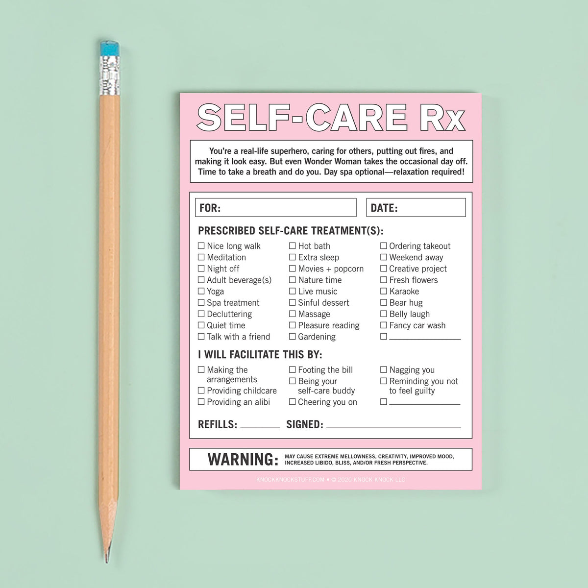Knock Knock Self-Care RX Notepad & Self Care Gifts