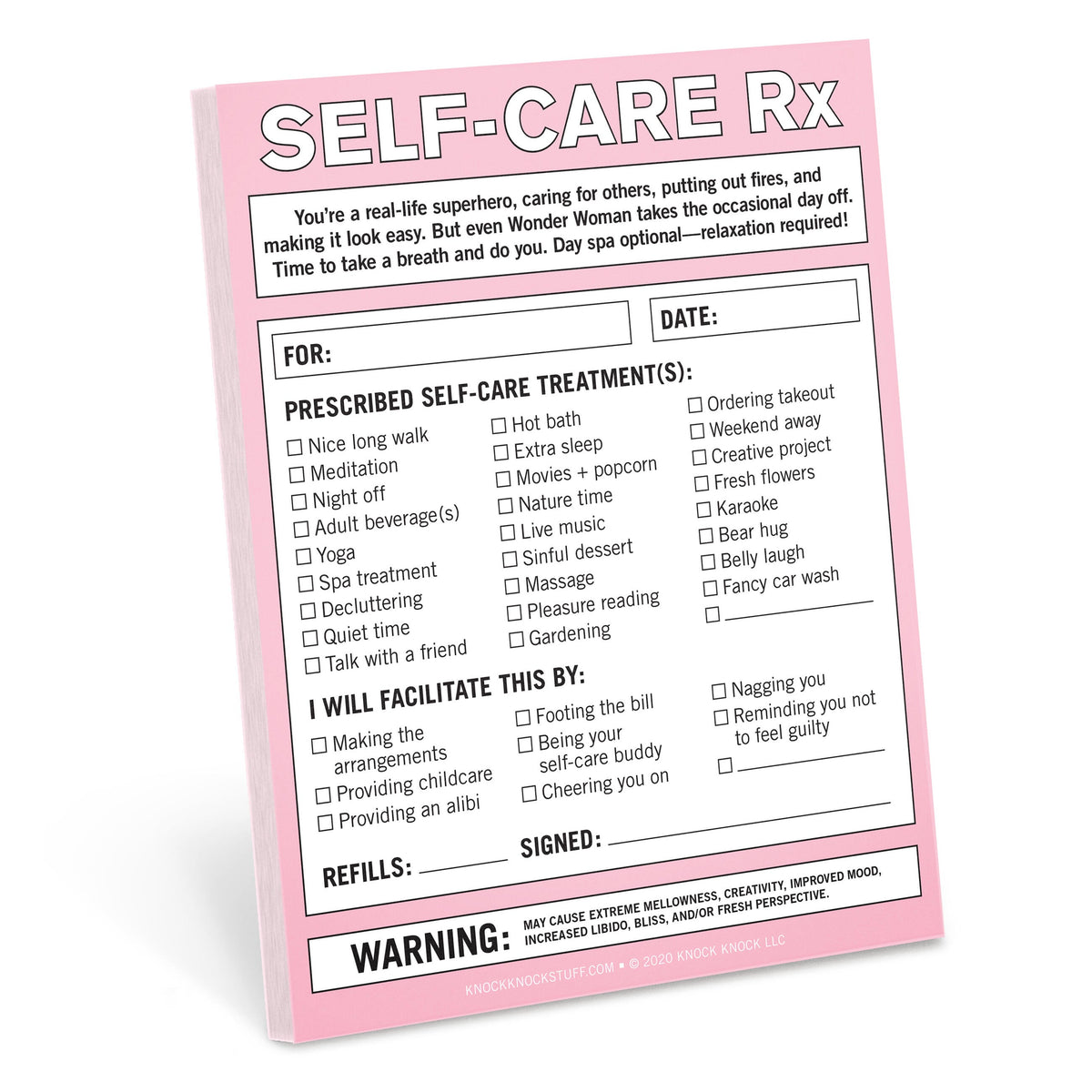 Knock Knock Self-Care RX Notepad & Self Care Gifts