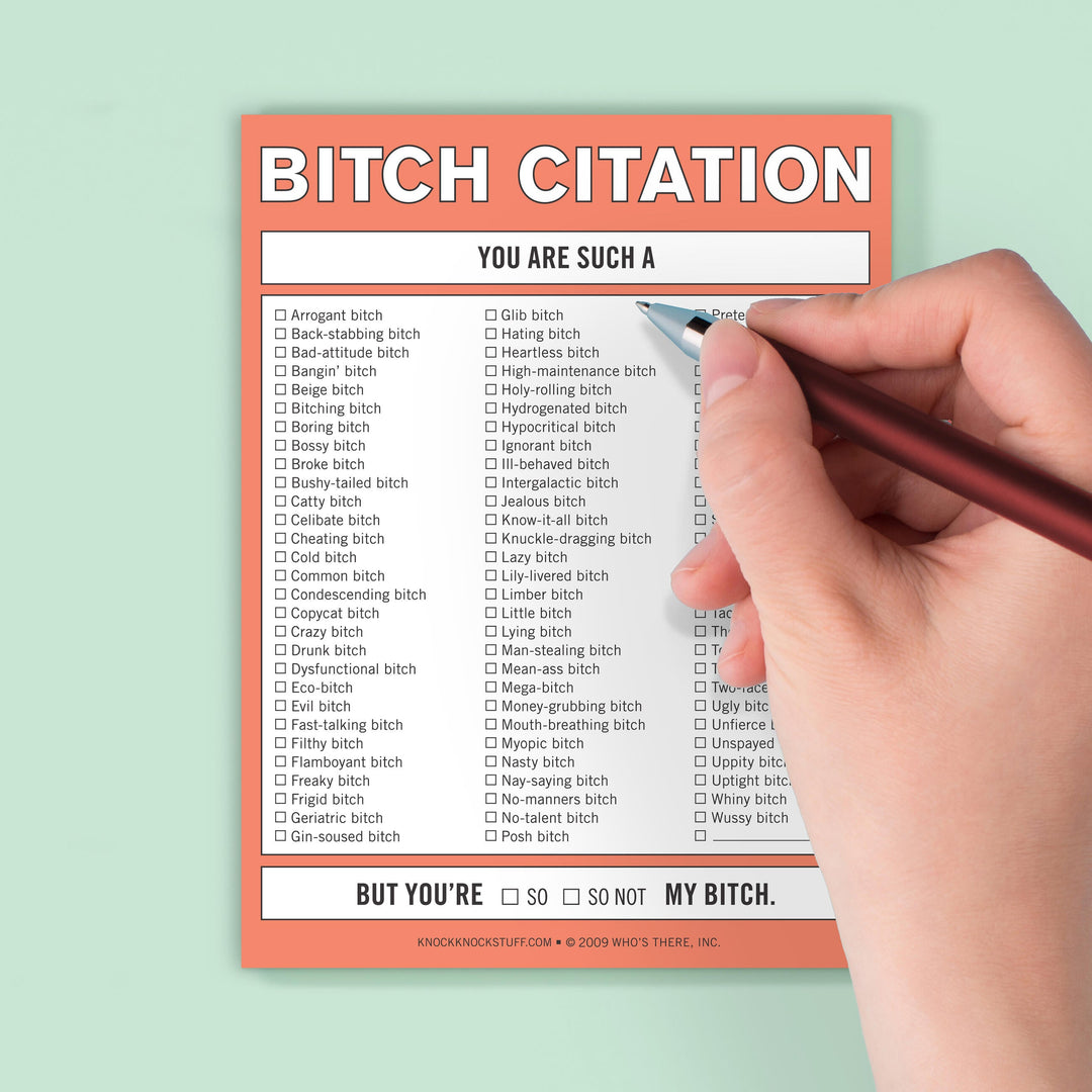 Citation Notepad Knock Knock Bitch Citation Nifty Notepad