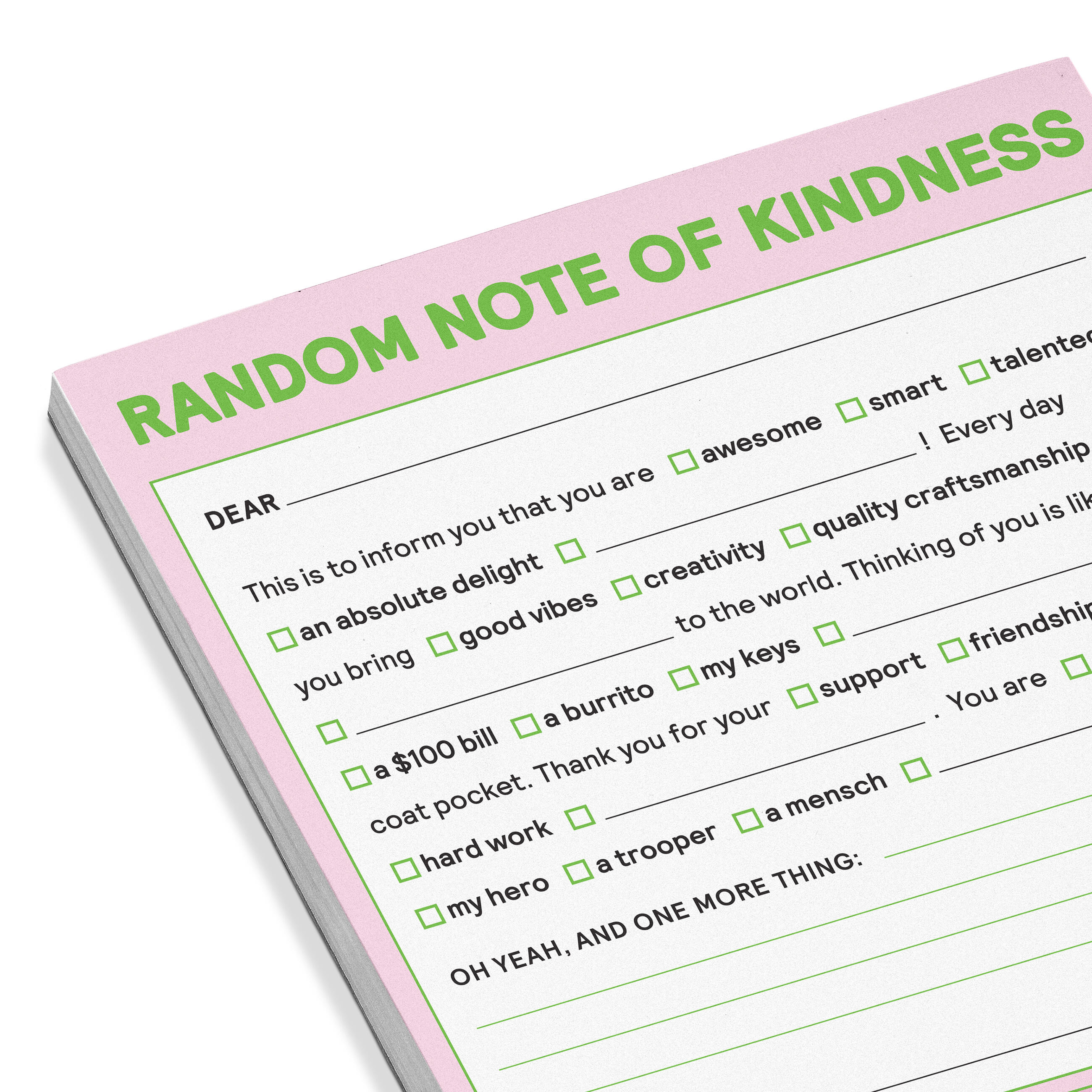 Random Note Examples Knock Knock Random Note of Kindness Nifty Note Pad (Pastel Version)