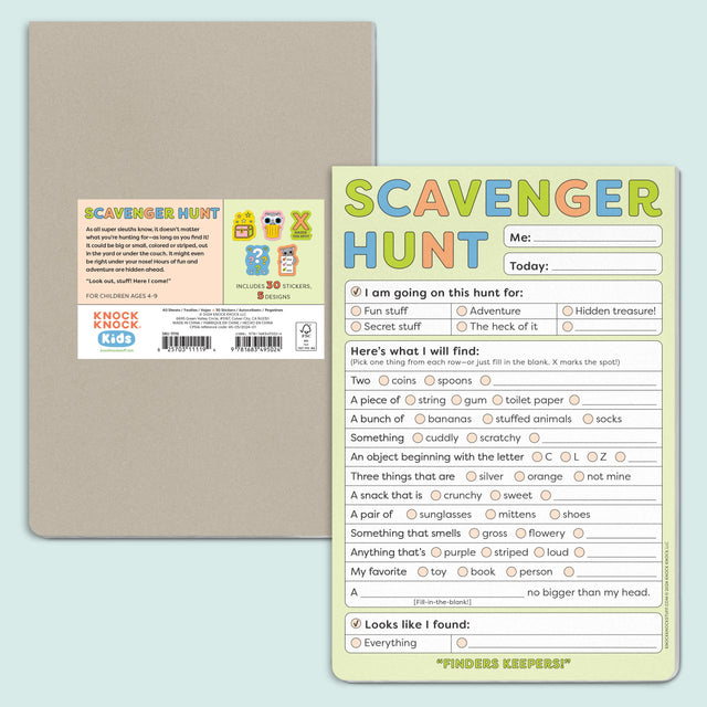 Scavenger Hunt Playtime Pad with Sticker Sheet – Knock Knock