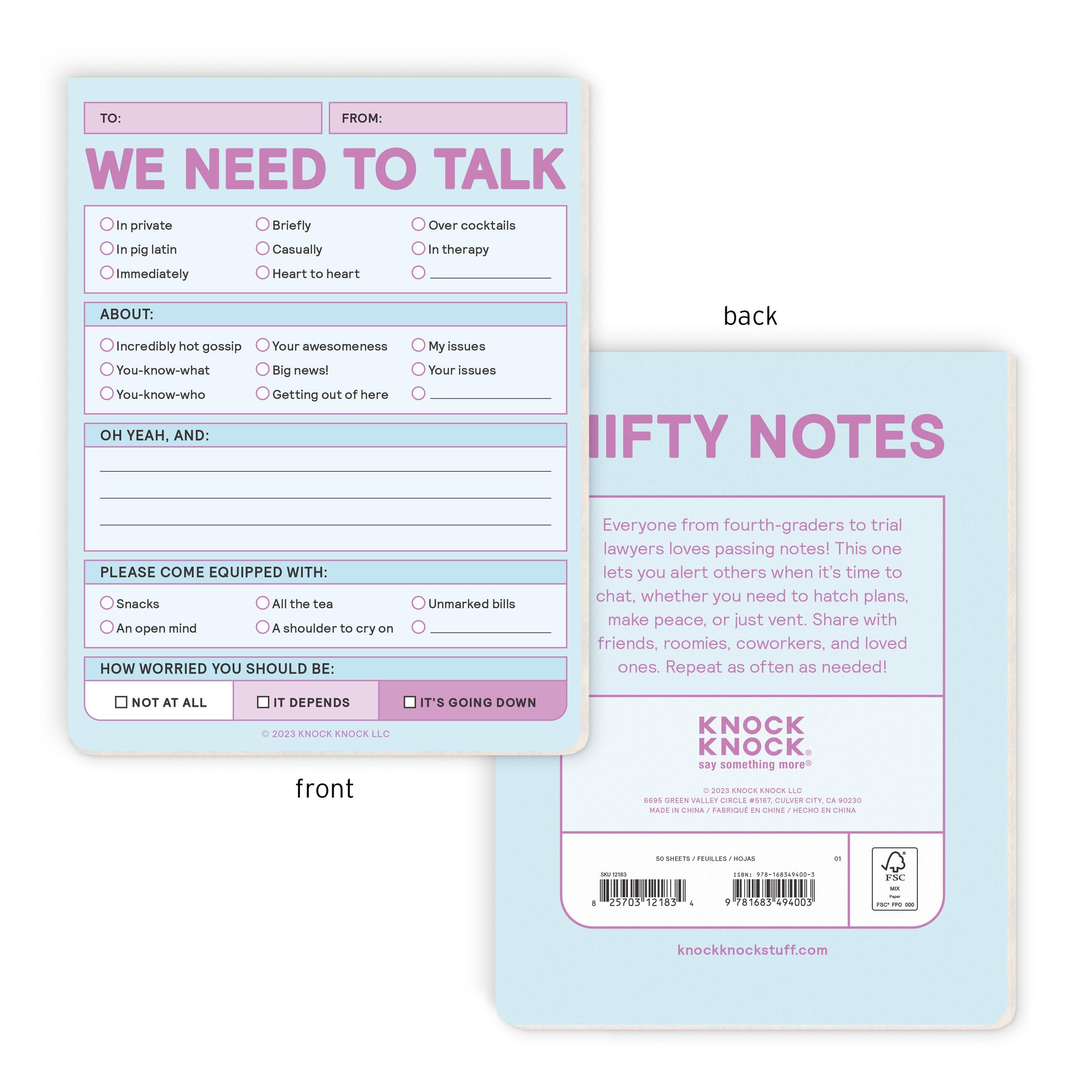 Knock Knock We Need to Talk Nifty Note Pad