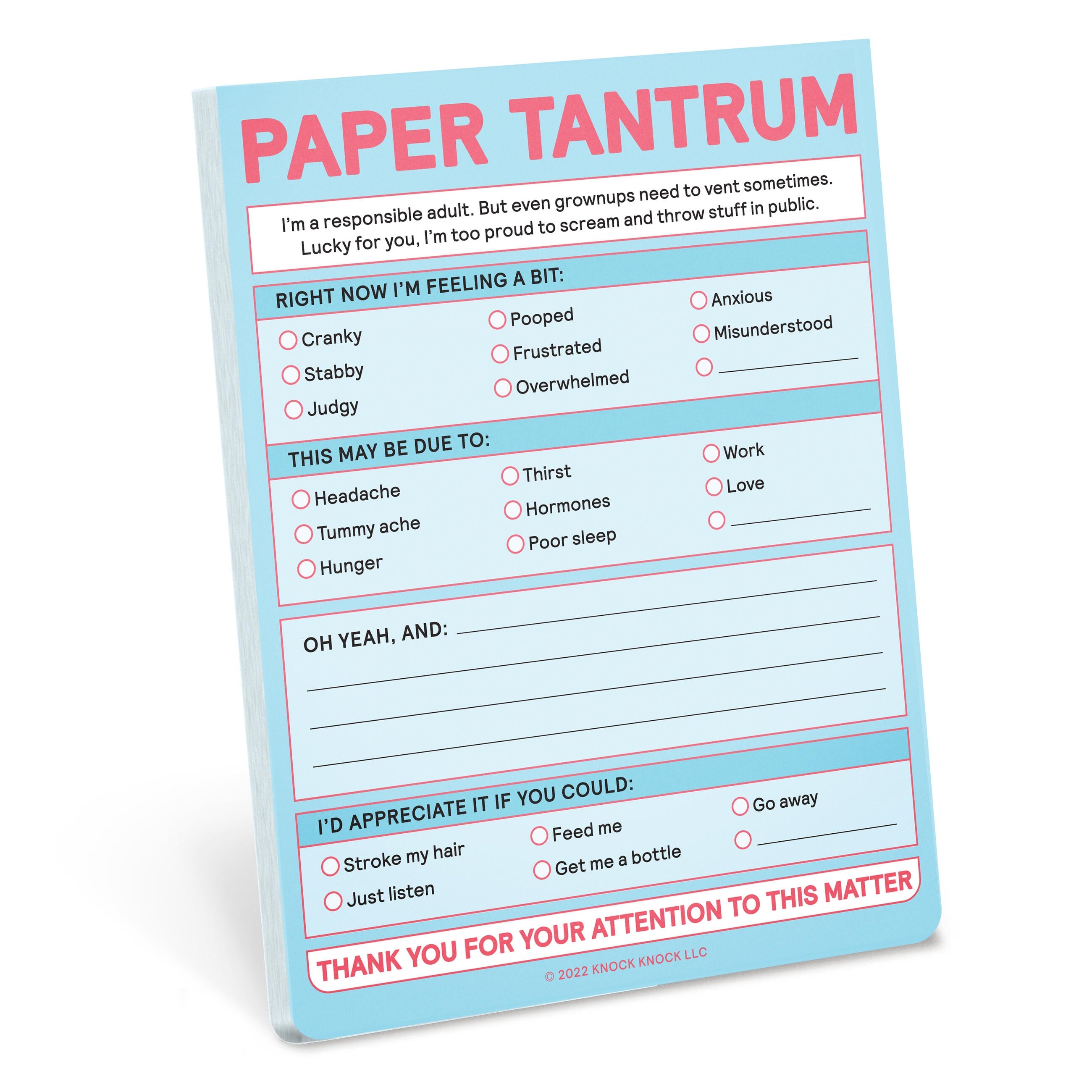 Knock Knock Paper Tantrum Note Pad (Pastel Version)