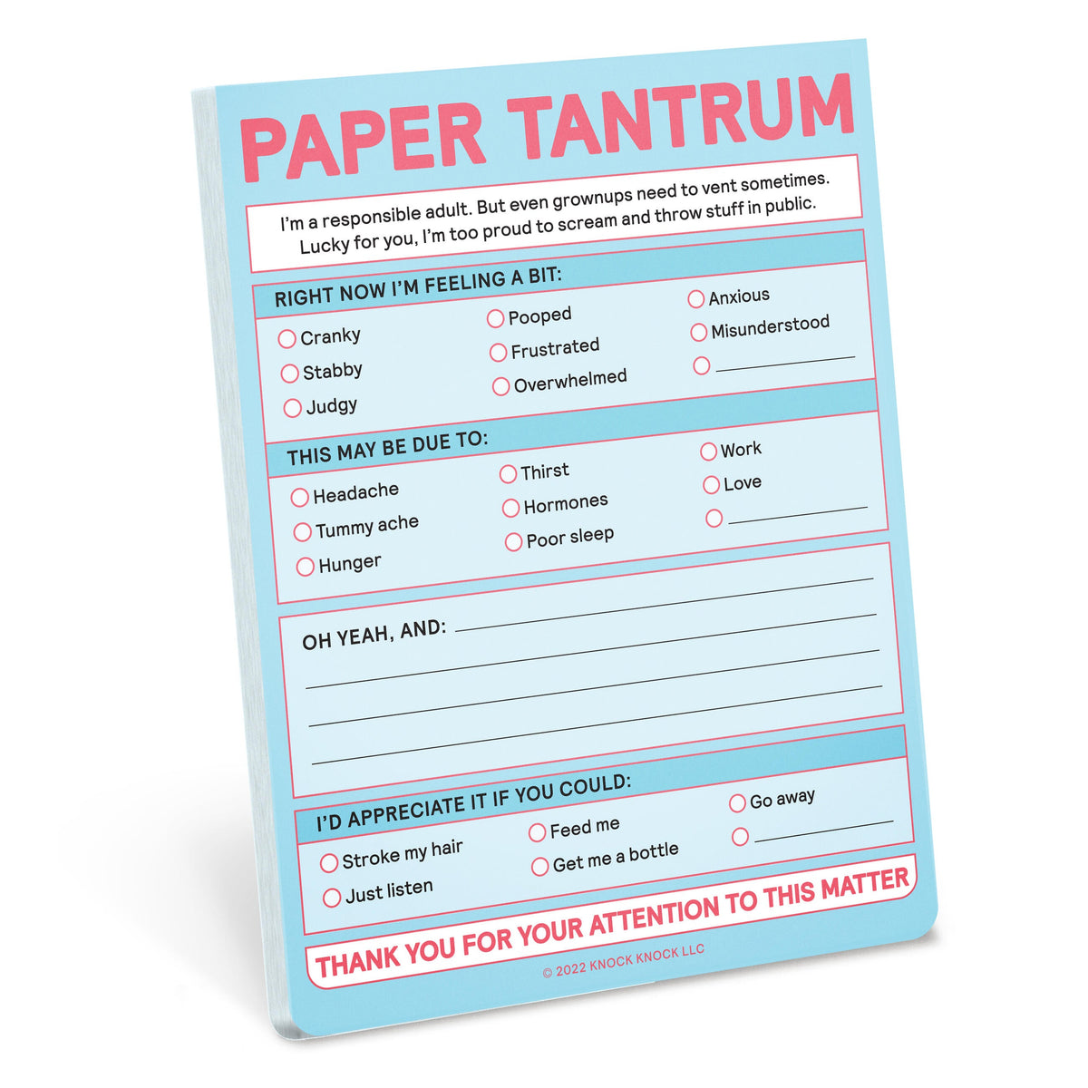 Knock Knock Paper Tantrum Note Pad (Pastel Version)