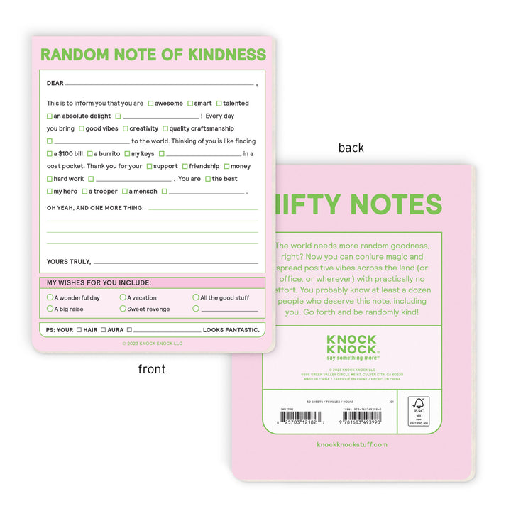 Knock Knock Random Note of Kindness Nifty Note Pad (Pastel Version)