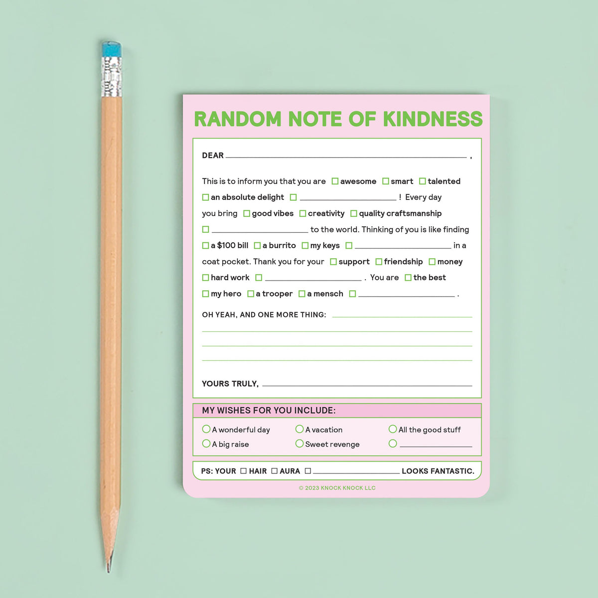 Random Notw Knock Knock Random Note of Kindness Nifty Note Pad (Pastel Version)
