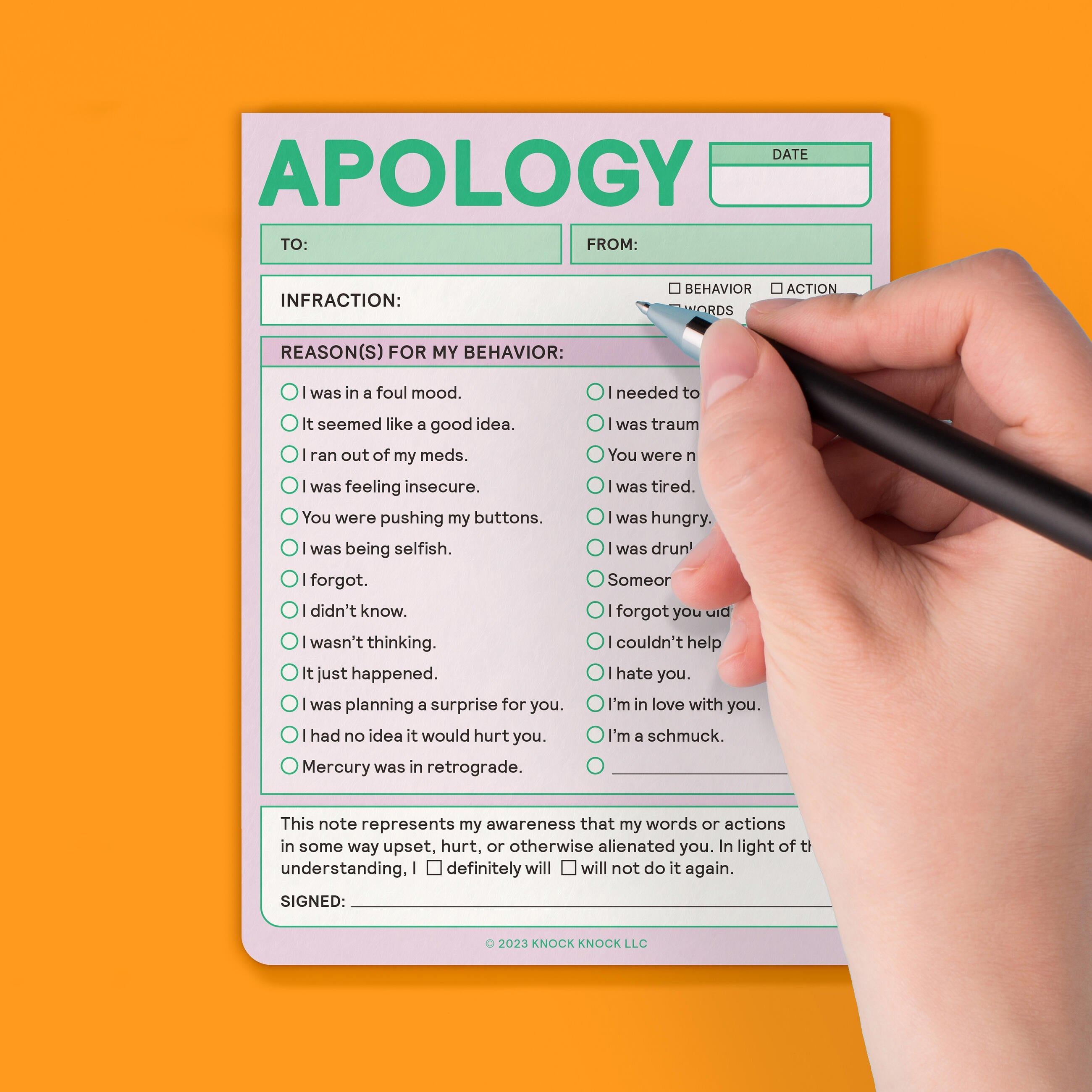 Knock Knock Apology Nifty Note Pad (Pastel Version) - Sorry Note Pad