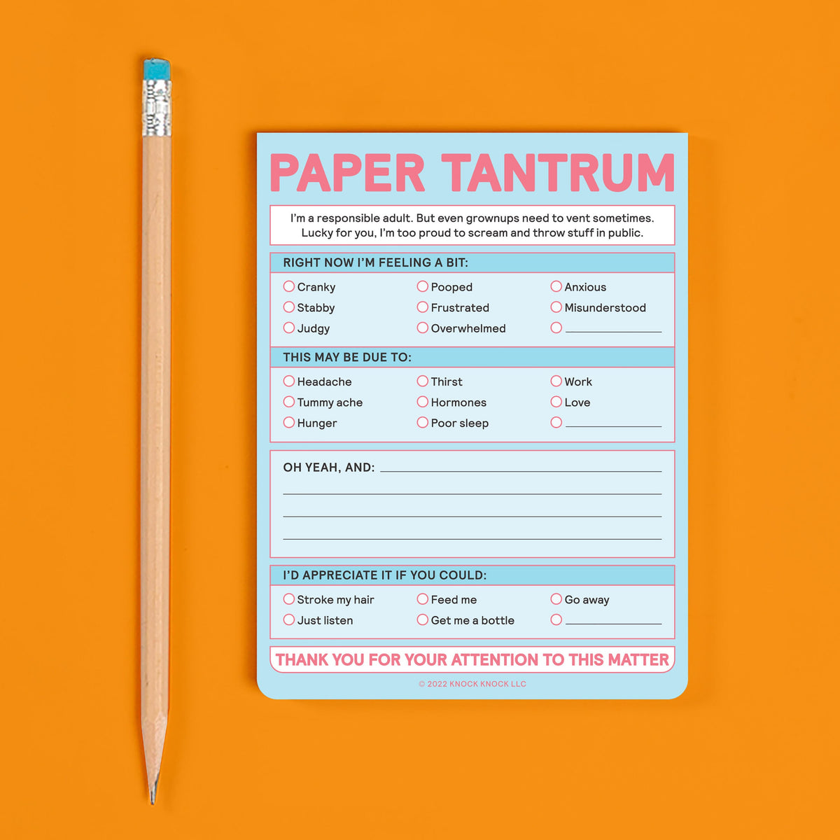 Knock Knock Paper Tantrum Note Pad (Pastel Version)