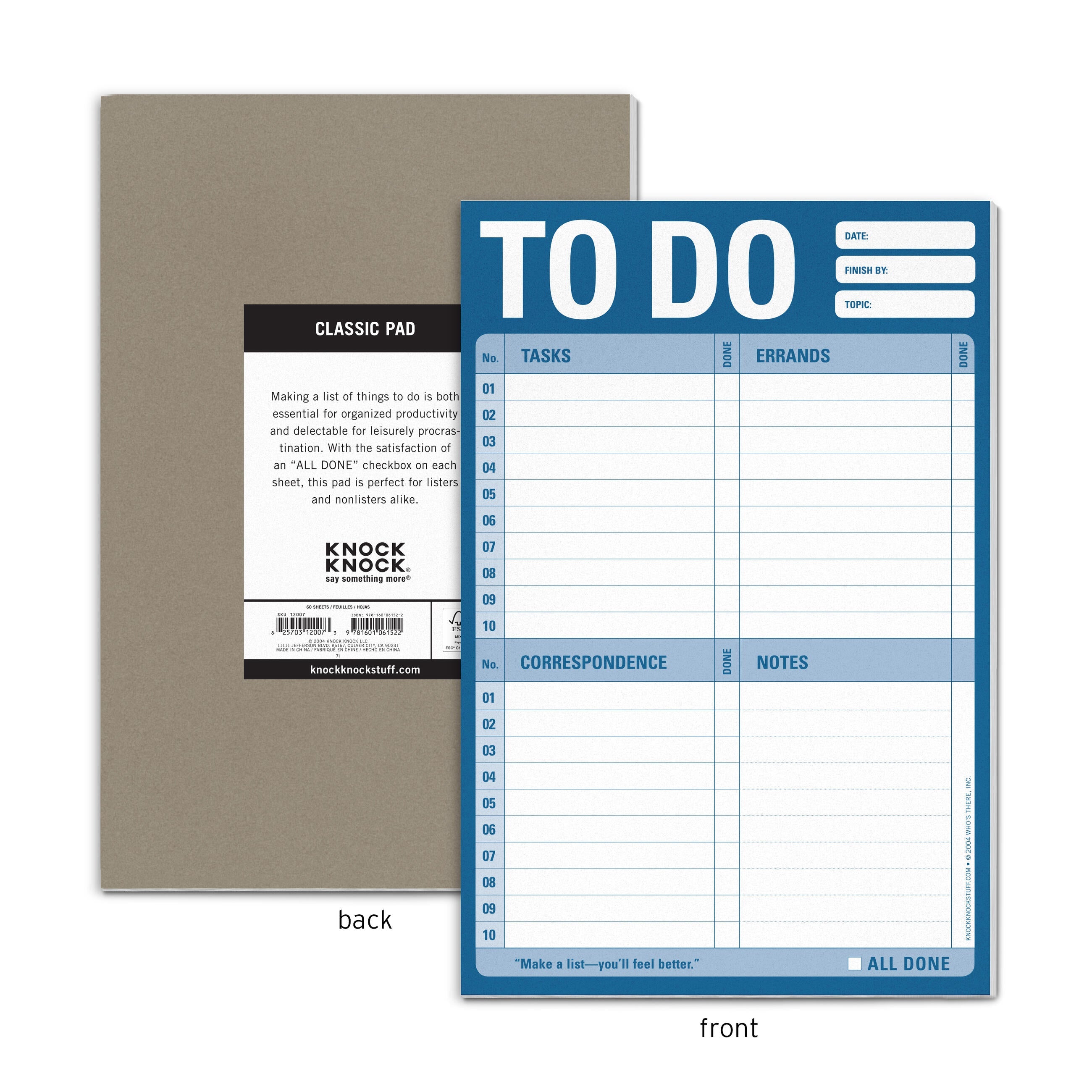 Knock Knock To Do Pad Notepad (Blue)