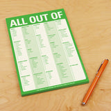 Knock Knock All Out Of® Pad (Green) - Knock Knock Stuff SKU 