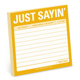 Knock Knock Just Sayin' Sticky Notes Adhesive Paper Notepad - Knock Knock Stuff SKU 12432