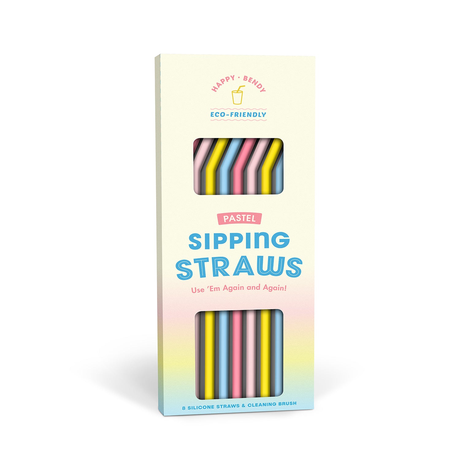 Knock Knock Pastel Silicone Straws (Set of 8)  - Knock Knock Stuff SKU 10054