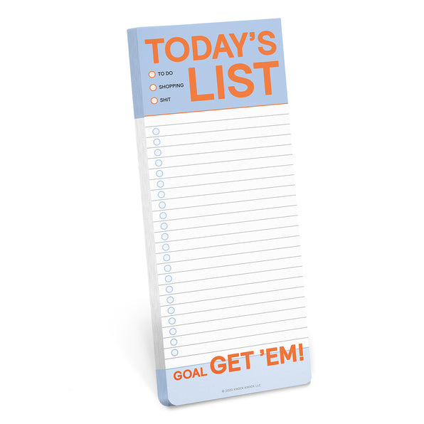 Knock Knock Today’s List Make-a-List Pad Adhesive Paper Notepad - Knock Knock Stuff SKU 11194