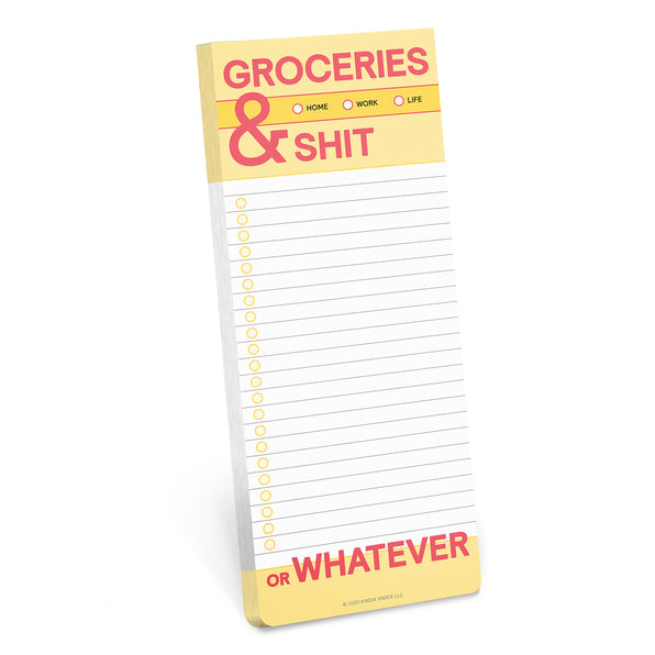 Knock Knock Groceries and Shit Make-a-List Pad Adhesive Paper Notepad - Knock Knock Stuff SKU 11195