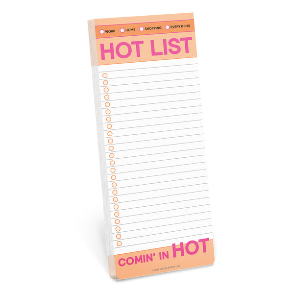 Knock Knock Hot List Make-a-List Pad Paper To Do List Notepad - Knock Knock Stuff SKU 11204
