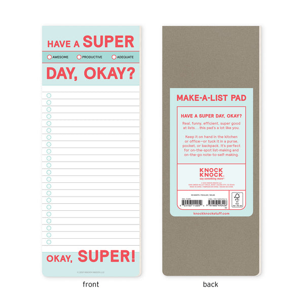 Knock Knock Make a Decision Checklist Note Pad, 6 x 9-inches