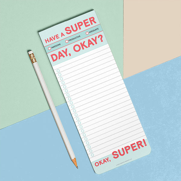 Knock Knock Have a Super Day Make-a-List Pads– Abrams & Chronicle Books