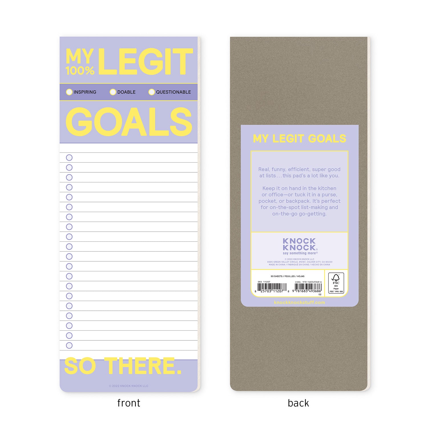 My Legit Goals Make-a-List Pad