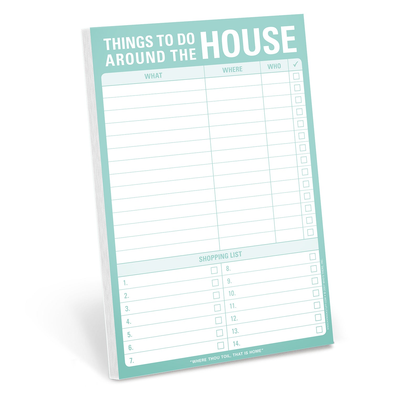 Knock Knock Pack Things to Do Around the House Pad with Magnet (Mint Green) - Knock Knock Stuff SKU 12045