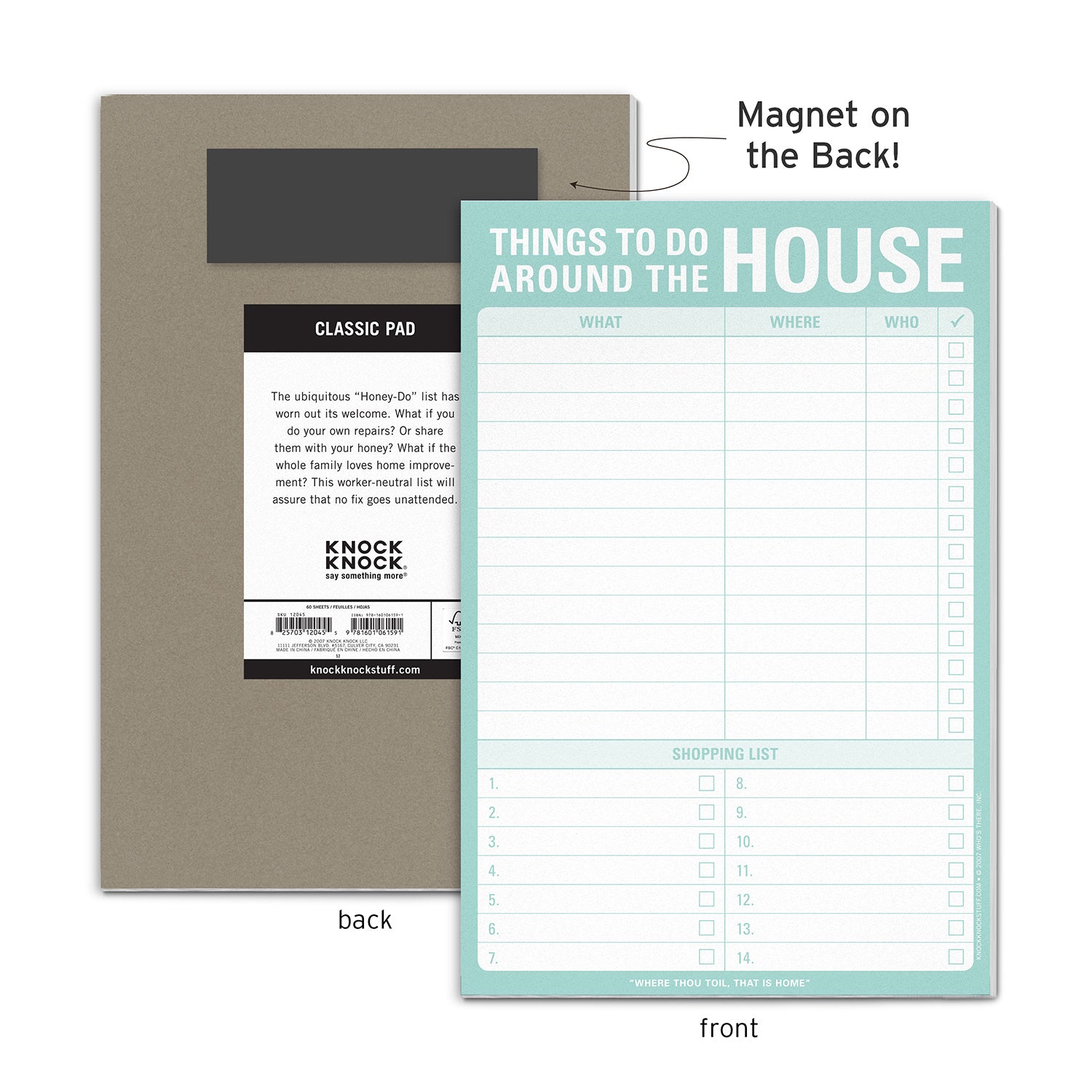 Knock Knock Pack Things to Do Around the House Pad with Magnet (Mint Green) - Knock Knock Stuff SKU 12045