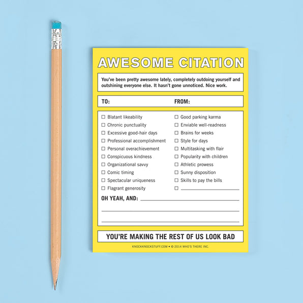 Awesome Citation Nifty Note Pad (Yellow)