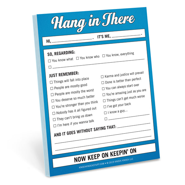 Knock Knock Hang in There Nifty Note Paper Notepad - Knock Knock Stuff SKU 12171