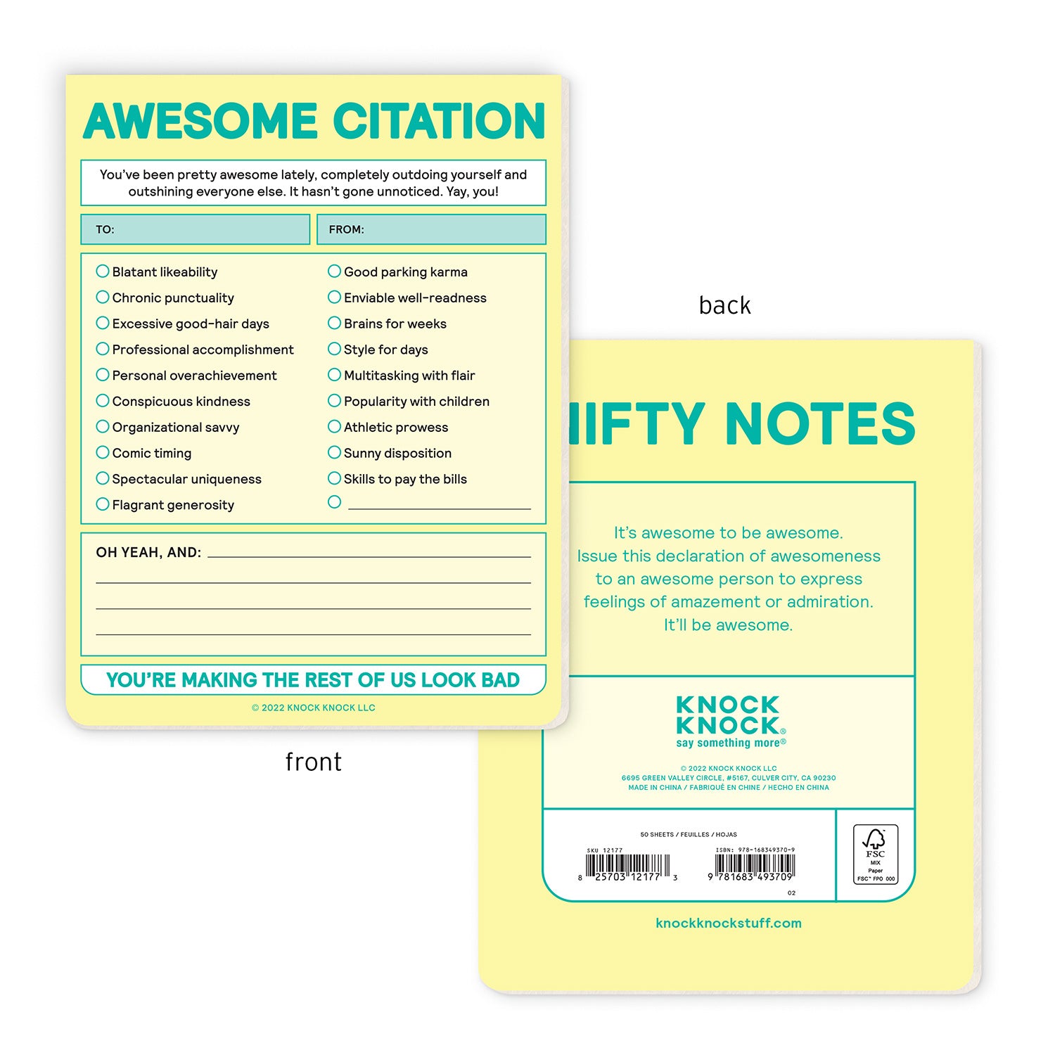 Awesome Citation Nifty Note Pad (Pastel Version)