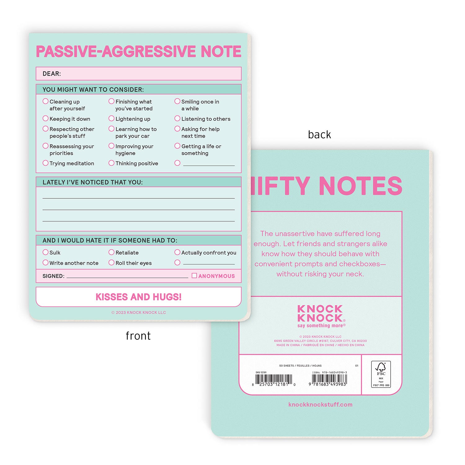 Passive Aggressive Nifty Note Pad (Pastel Version)